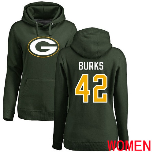 Green Bay Packers Green Women #42 Burks Oren Name And Number Logo Nike NFL Pullover Hoodie Sweatshirts->nfl t-shirts->Sports Accessory
